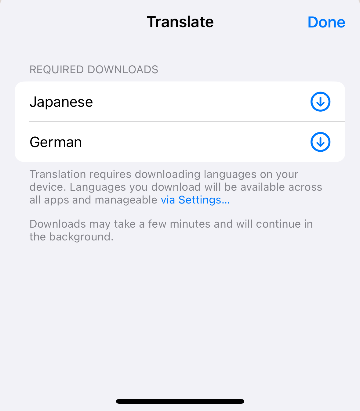 Sakura Translate Language Pack Download Screen